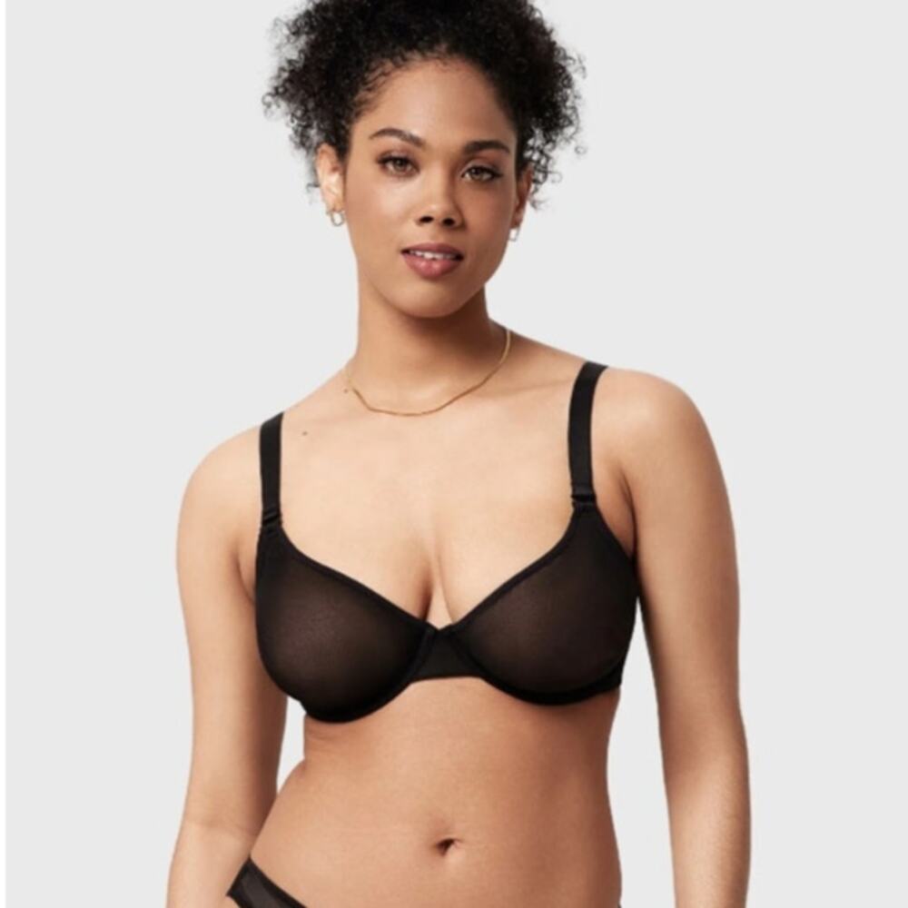 HSIA Seraphina Unlined Underwire Sheer Mesh Bra Black Women's Size 34DD NWT